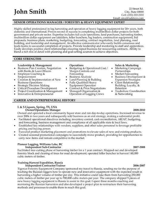 Resume Format Resume Format For Operations Manager