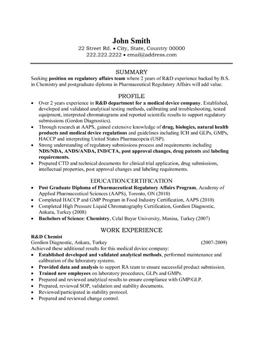 R and D Chemist Resume Template | Premium Resume Samples & Example